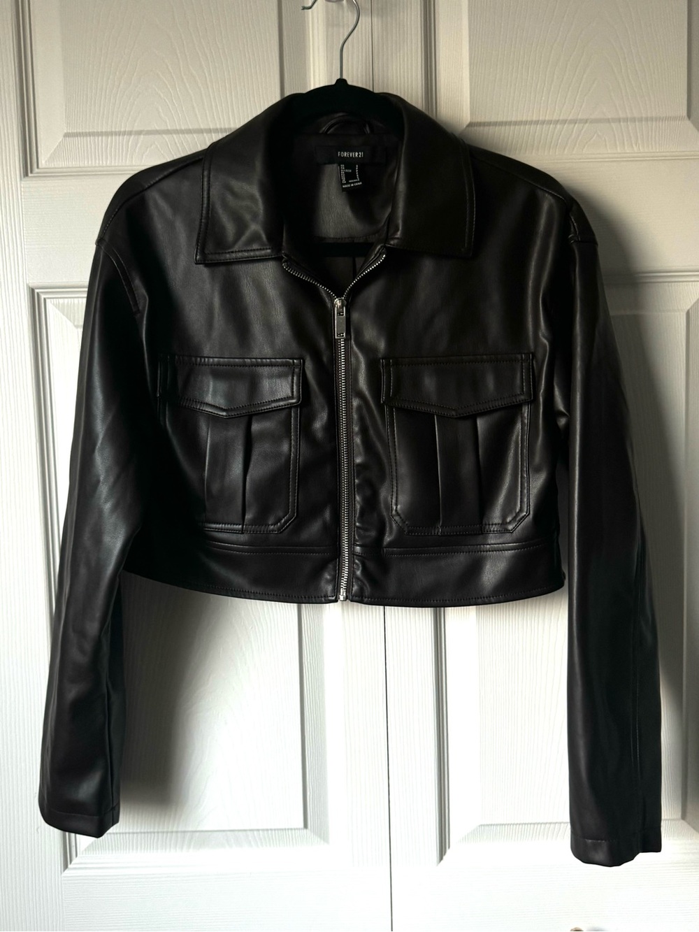 Dark brown faux leather jacket
